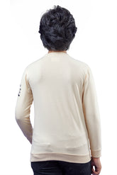Beige Graphic Print Boys Full Sleeves T-Shirt